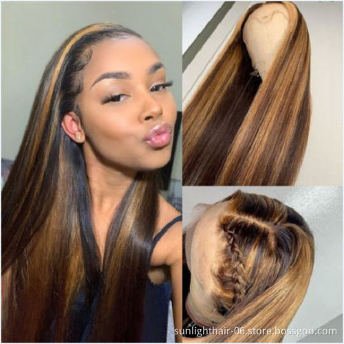 Sunlight hair wholesale price Ombre real Human Hair Wigs 4/27 Highlight Color 13x4Lace Front body wave Wig 150Density Brazilian